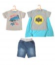 Batman Hero Tee + Batman Lights Tee with Wings + Short Jeans