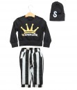 Crown Black Top + Stripes Pant + Hat