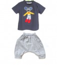 Dark Blue Mouse Tee + Grey Pant