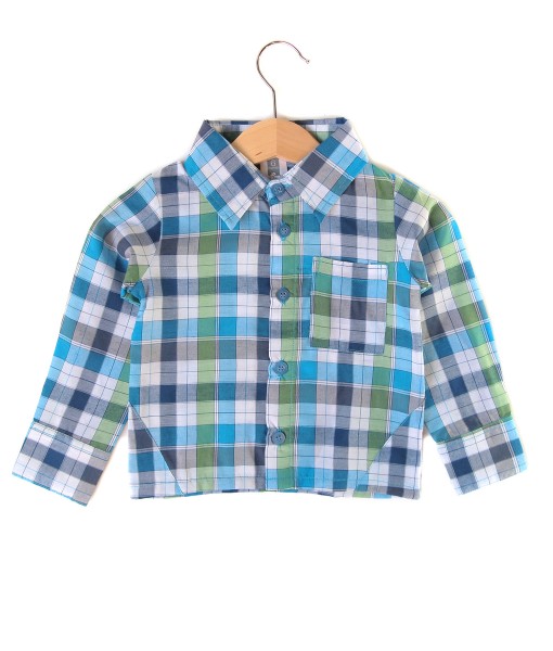 Preppy Plaid Longsleeve Shirt - Green 1