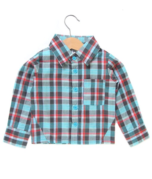Preppy Plaid Longsleeve Shirt - Turquoise 1