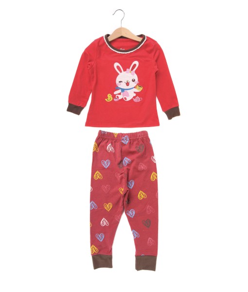 Bunny Tea Time Red Pajama 1