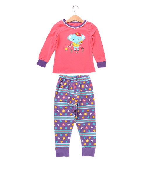 Elephant Gardening Peach Purple Pajama 1