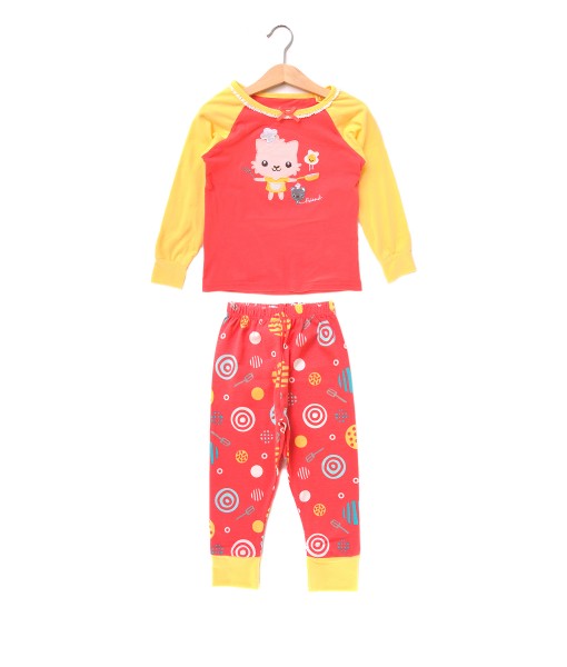 Kitten Cooking Peach Yellow Pajama 1