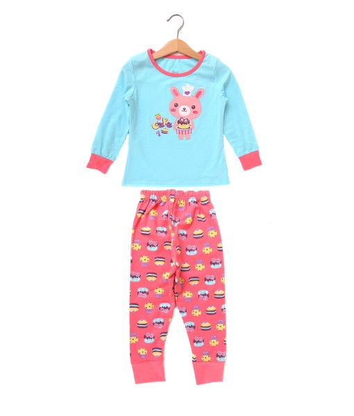 Rabbit Cake Blue Pink Pajama 1