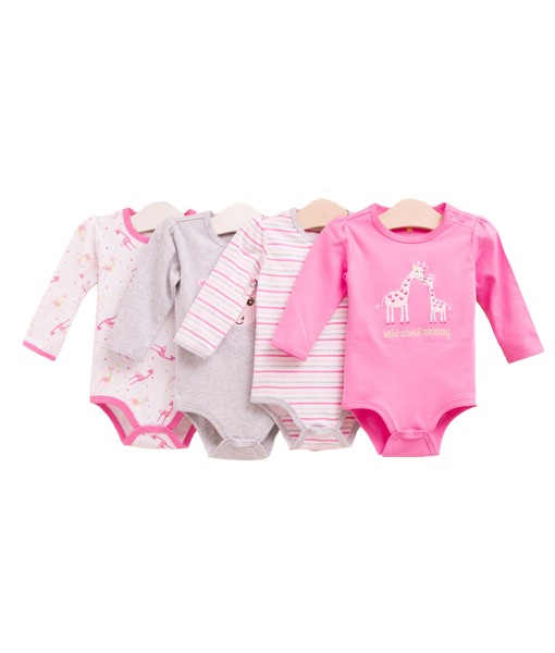 Pink Grey Giraffe 4in1 Bodysuit 1