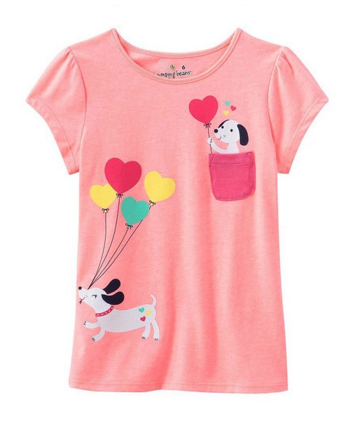 Puppy Heart Balloon Pink Tee 1