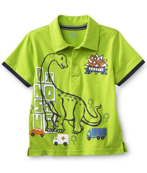 Big Trouble Dinosaur Green Collared Tee 1