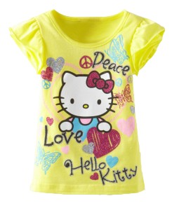 Yellow Peace Love Hello Kitty Tee