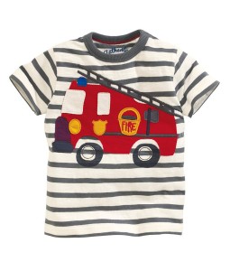 Fire Truck Grey Stripes Tee