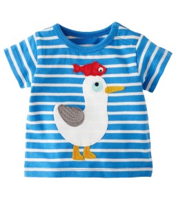 Pelican Bird And Fish Blue Stripes Tee