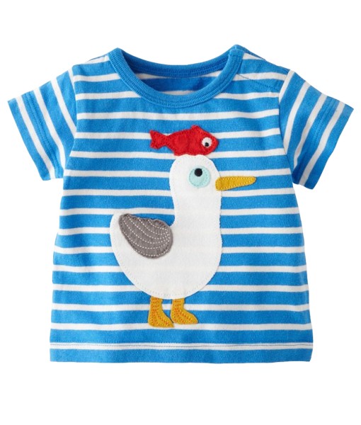 Pelican Bird And Fish Blue Stripes Tee 1