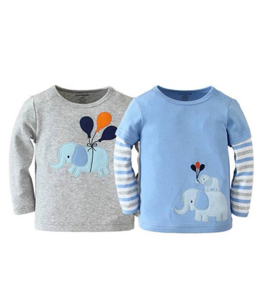 Blue Grey Elephant Ballon 2in1 Longsleeve Tee 1