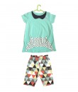 Turquoise Peter Pan Collar Tee + Geometry Pant