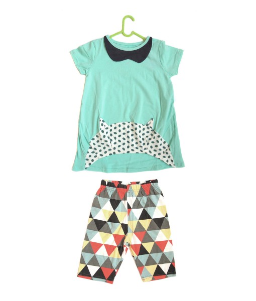 Turquoise Peter Pan Collar Tee + Geometry Pant 1
