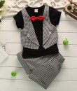 Plaid Vest Black Tee + Red Bow Tie + Plaid Short Pant