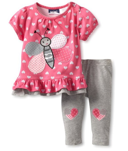 Butterfly Love Pink Tee + Grey Pant 1