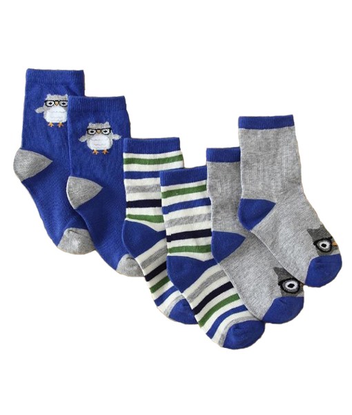 Blue Green Owl 3-pairs Socks 1