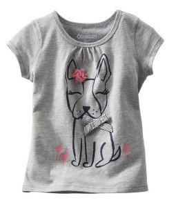 Grey Bow Flower Puppy Tee