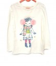 Applique Long Sleeve Tee Headphone Girl