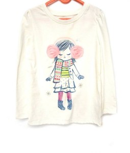 Applique Long Sleeve Tee Headphone Girl