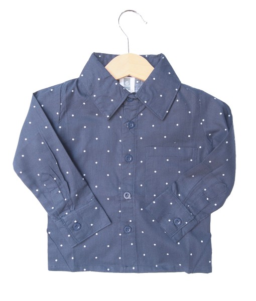 Small Dot Longsleeve Shirt-Navy 1