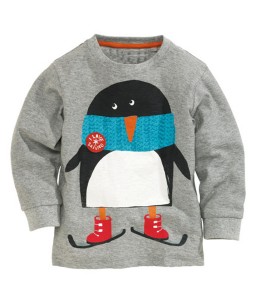 Penguin Skiing Grey Tee