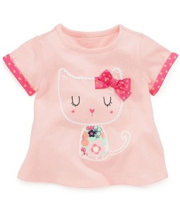 Kitten Polkadot Bow Pink Tee