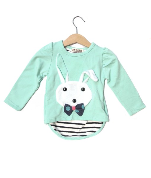 Bunny Applique Assymetry Tee - Turquoise 1