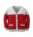 Block Stripe Cardigan - Red