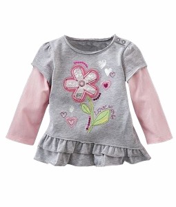 Flower Ruffle Grey Tee