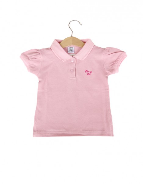 Girl Collared Tee - Pink Soft 1