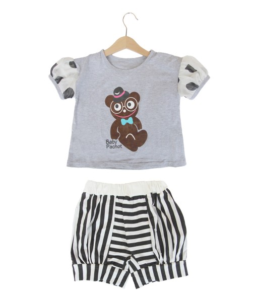 Bear Polka tee + Stripes Pant 1