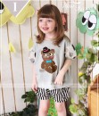 Bear Polka tee + Stripes Pant