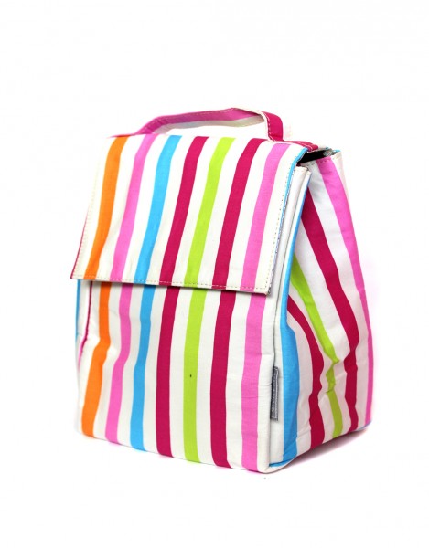 Pink Stripe Insulated Lunch Bag 1