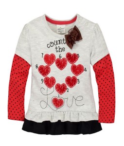 Love Grey Red Ruffle Tee