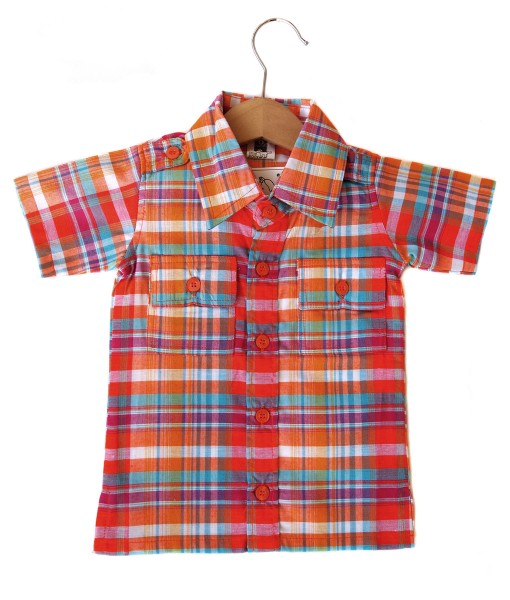 Plaid Pocket Shirt - Orange Red 1