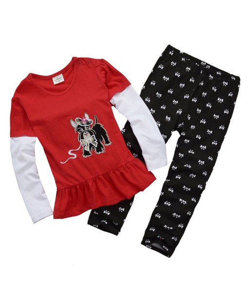 Puppy Red Tee + Bow Pant 1