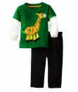 Giraffe Text Green Tee + Pant