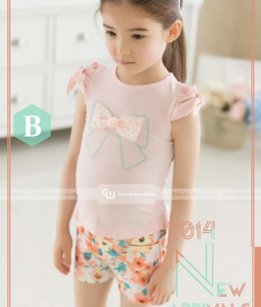 Bow Pink Tee + Flower Pant