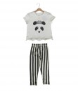 Panda White Tee + Stripe Pant