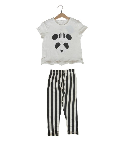 Panda White Tee + Stripe Pant 1