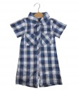 Plaid Romper Shirt - Blue