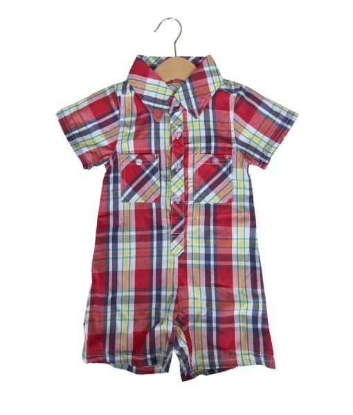 Plaid Romper Shirt - Red 1