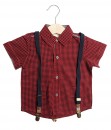 Plaid Red Shirt + Supender