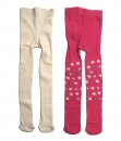 Girl 2in1 Full Feet Legging - Off White + Pink Flower (6M-4T)