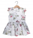 Side Pleats Dress - White Flower