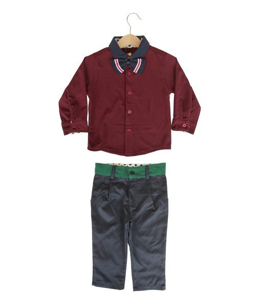 Maroon Shirt + Pant + Bow Tie 1