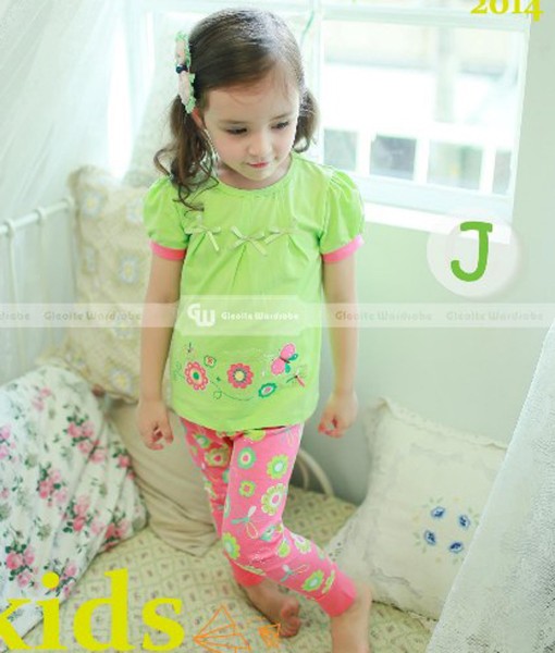 Flower Bow Green Pajama