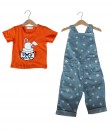 Orange Tee + Blue Star Overall